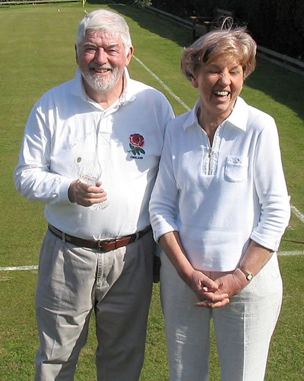 Des Honey winner of Budleigh Salterton High Bisquers 'Egyptian' Tournament, Jenny Burrows runner up Knock Tournament.